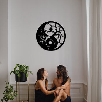 Metal Wall Art Yin Yang Symbol With Tree Branches, 4 of 12