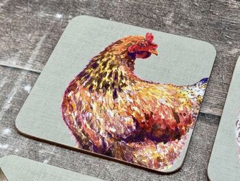 Set Of Four Square Farm Animal Coasters, 5 of 6