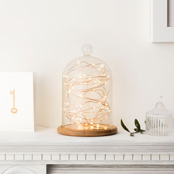 Glass Bell Jar With Copper Micro Fairy Lights, 2 of 5