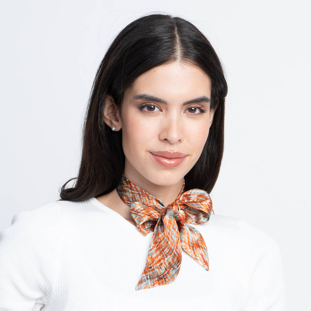 Crosshatch Silk Skinny Scarf, 1 of 10
