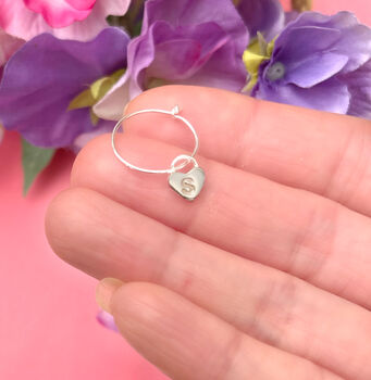Mother's Day Sterling Silver Initial Heart Hoop Earrings, 6 of 9