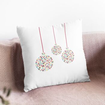 White Contemporary Christmas Bauble Cushion Cover, 5 of 6