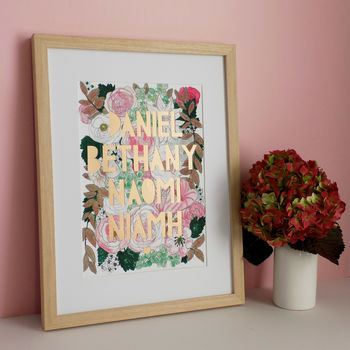Personalised Family Blush Florals Papercut Print, 2 of 9