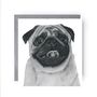 Hand Drawn Adorable Pug Greeting Card, thumbnail 2 of 7