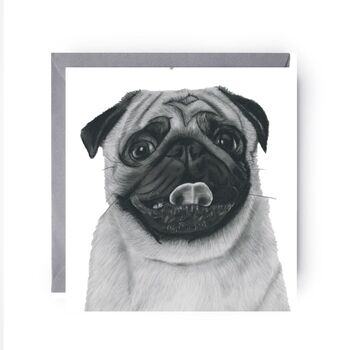 Hand Drawn Adorable Pug Greeting Card, 2 of 7