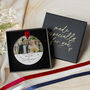 Personalised Mr And Mrs First Christmas Ceramic Ornament, thumbnail 3 of 8