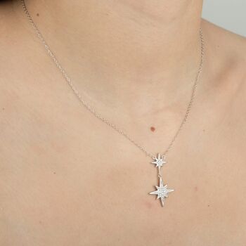 Double Sparkling Starburst Necklace, 4 of 4