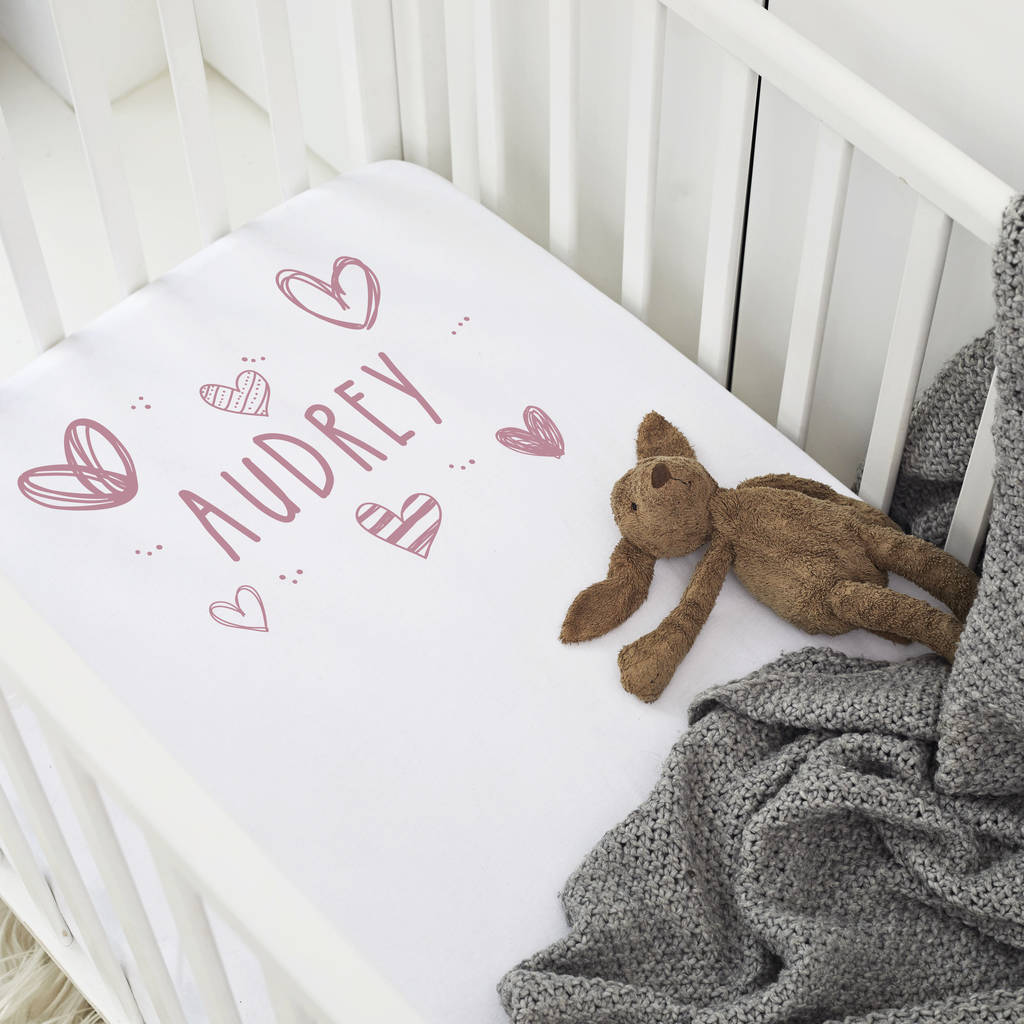 Personalised 'Hearts' Cot Sheet, 1 of 6