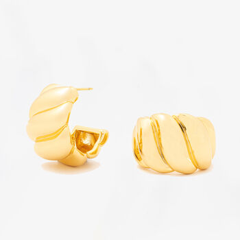 18 K Gold Plated Wide Wave Earrings, 2 of 3