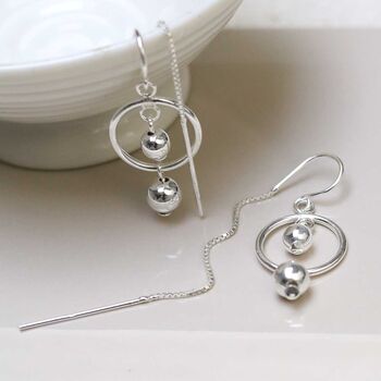 Sterling Silver Ring And Twin Ball Threader Earrings, 5 of 8
