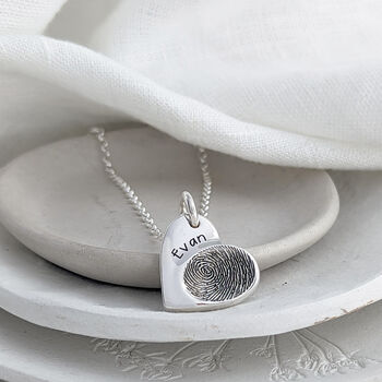 Silver Fingerprint Personalised Heart Necklace, 2 of 7