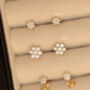Sparkling Tiny Flower Stud Earrings For Women, thumbnail 4 of 5