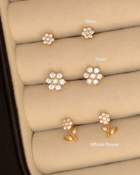 Sparkling Tiny Flower Stud Earrings For Women, 4 of 5