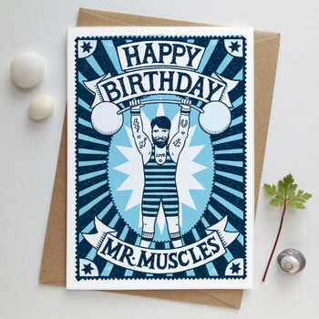 Muscle Man Birthday Card, 3 of 5