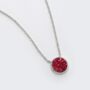 Red Druzy Crystal Round 925 Sterling Silver Necklace, thumbnail 2 of 4