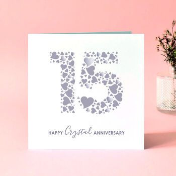 Love Hearts Crystal 15th Anniversary Card, 2 of 6