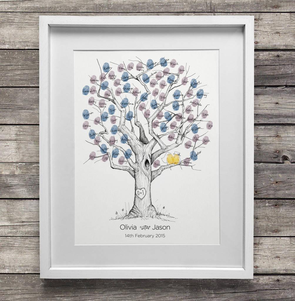 Details about   Fingerprint Tree Print Thumbprint Guestbook Painting Wedding Party Gift