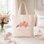Personalised Coral Floral Bridesmaid Tote Bag Shopper, thumbnail 4 of 6