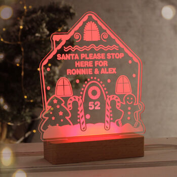 Personalised Gingerbread House Wooden Based LED Christmas Light, 4 of 10