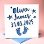 Personalised New Baby Footprints Card, thumbnail 1 of 4