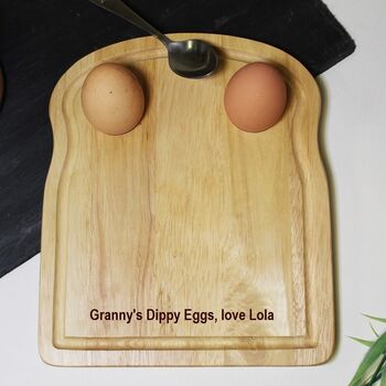 Personalised Wooden Dippy Eggs And Soldiers Board, 4 of 4