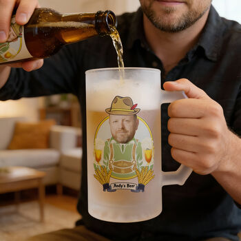 Personalised Oktoberfest Beer Tankard – Custom Face And Name Beer Mug Gift, 2 of 5
