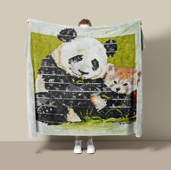 Panda Fleece Blanket, Red Panda Throw, 3 of 10