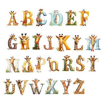 Personalised Children's Name Print | Nursery Wall Art | Giraffe, 4 of 10