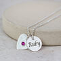 Sterling Silver Personalised Heart Birthstone Necklace, thumbnail 1 of 4