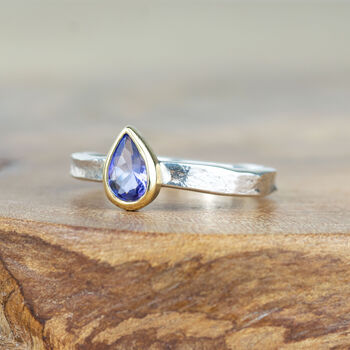 Solid Gold And Silver Birthstone Alice Tanzanite Ring, 2 of 6