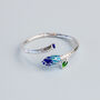 Sterling Silver Blue And Green Leaf Adjustable Ring, thumbnail 3 of 4