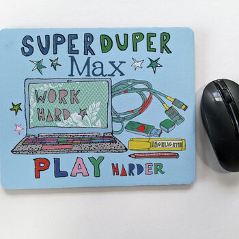 Personalised 'Work Hard Play Hard' Mousemat, 3 of 3