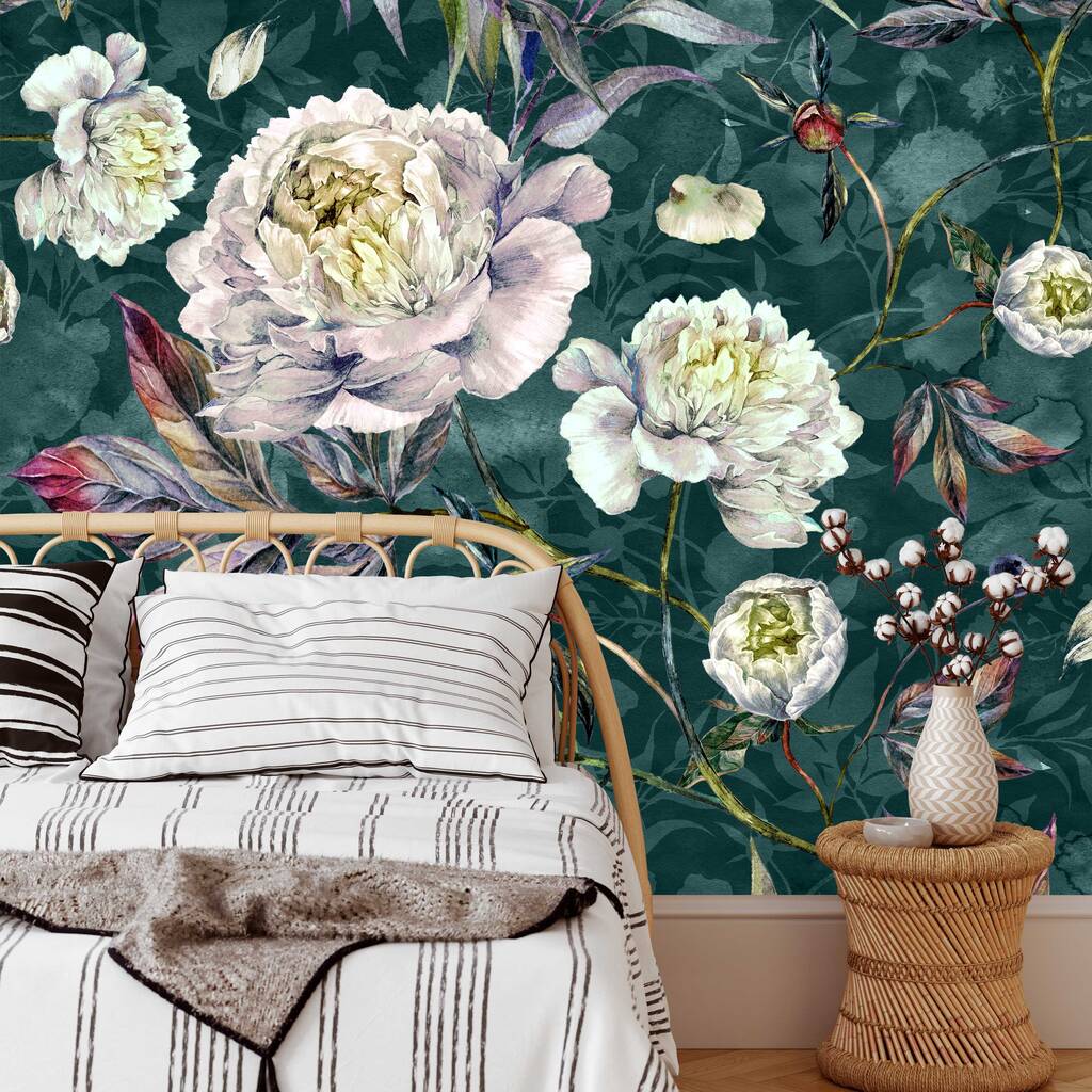 Peonies And Foliage Wallpaper, 1 of 4