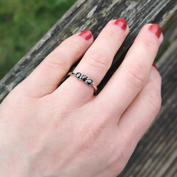 Black Diamond Trilogy Ring In 18ct White Gold, 2 of 9