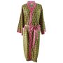 Block Printed Green And Pink Floral Cotton Dressing Gown, thumbnail 5 of 5