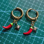 Chilli Detachable Enamel Charm Hoop Earrings, thumbnail 5 of 7