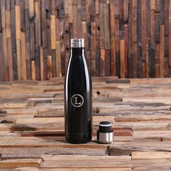 Personalised Black Reusable Water Bottle In, 2 of 3