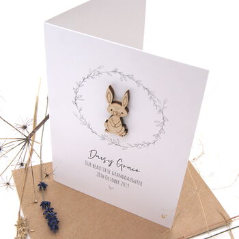 Betsy Bunny New Baby Personalised Card, 2 of 8