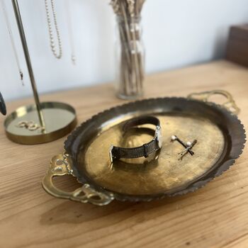 Vintage Brass Tray With Decorative Handles, 4 of 8