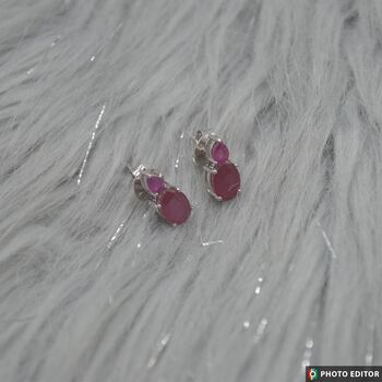 Ruby Silver Stud Earrings, July Birthstone Jewelry, 8 of 8
