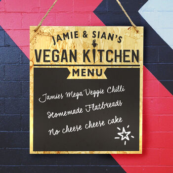 Personalised Vegan Kitchen Chalkboard Menu, 2 of 3