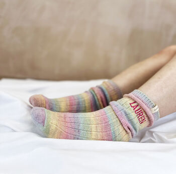 Embroidered Rainbow Snug Socks, 2 of 6