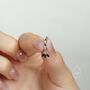 Sterling Silver Black Cz Marquise Crown Huggie Hoop Earrings, thumbnail 7 of 11