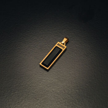 Gold Plated Onyx Verge Rectangular Gemstone Pendant Necklace For Men, 5 of 12