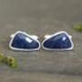 17ct Triangular Sapphire Cufflinks In Sterling Silver, thumbnail 1 of 2