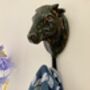 Black Distressed Cow Coat Hook Bathroom Kitchen Décor, thumbnail 1 of 6