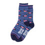 Sausage Dog Fair Isle Bamboo Ankle Socks Women's Blue Pink, thumbnail 2 of 3