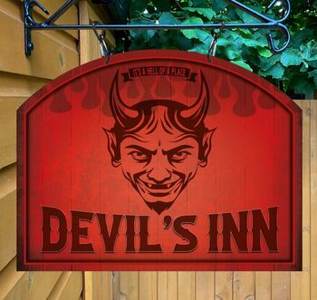 Devils Inn Personalised Home Pub Sign Man Cave Sign, 6 of 9