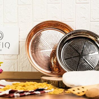 Handmade Solid Copper Colander, 300 Mm Diameter, 3 of 3