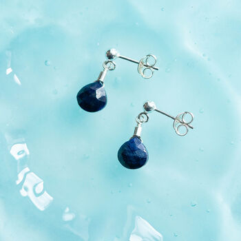 Sapphire Drop Stud Earrings Second Light Collection, 3 of 4